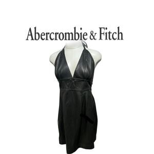 Abercrombie & Fitch Black Leather Halter Mini Dress